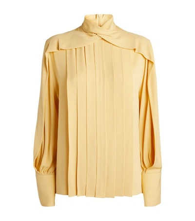 The Row Gilia Draped Silk-georgette Blouse In Beige