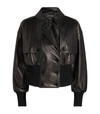 DOLCE & GABBANA LEATHER CROPPED BOMBER JACKET,15109575