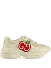 Gucci Rhyton Apple-print Leather Trainers 3-5 Years In Neutrals