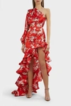 BRONX AND BANCO Tokio Floral Cut-Out Satin Dress