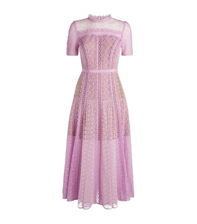 Self-portrait Lace Midi Dress In Lilac