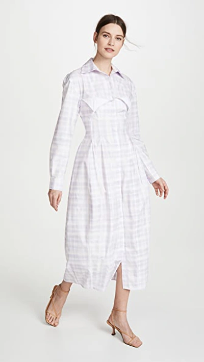 Jacquemus Valensole Checked Shirt Dress In Purple
