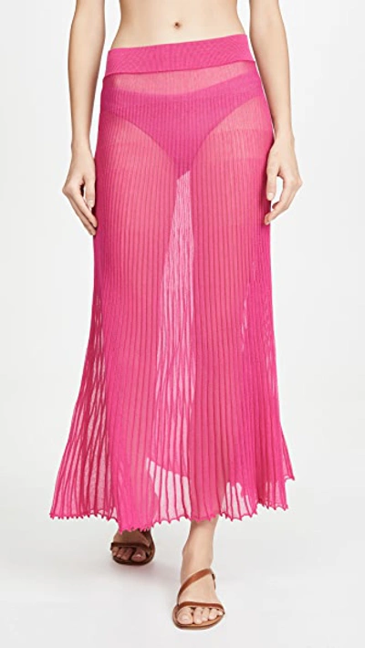 Jacquemus Helado Pleated Knitted Skirt In Fuchsia