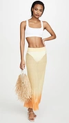 Jacquemus Helado Gradient Rib-knitted Midi Skirt In Faded Orange