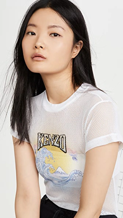 Kenzo Mesh 'waves' T-shirt In White