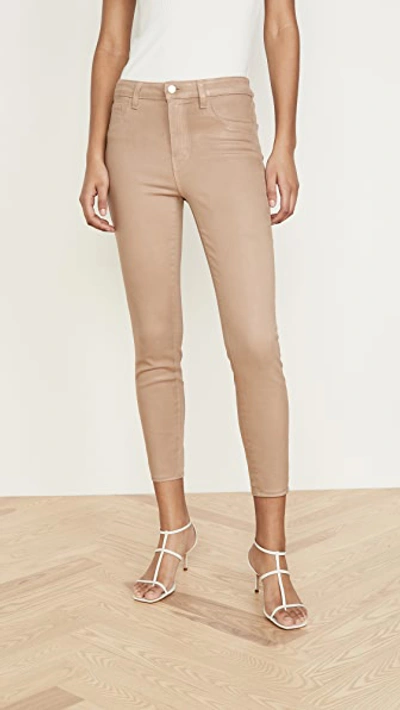 L'agence Margot Cropped Coated High-rise Skinny Jeans In Biscuit