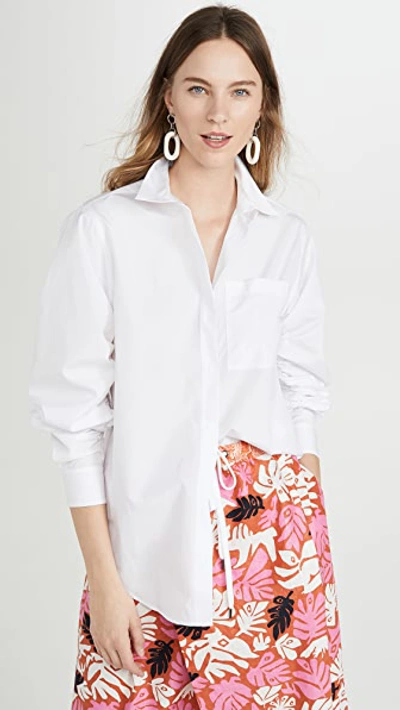 3.1 Phillip Lim / フィリップ リム Long Sleeve Shirt With Gathered Sleeves In Optic White