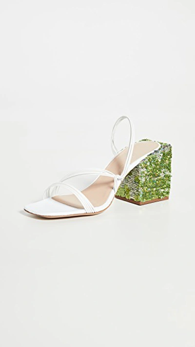 Jacquemus Estello 70mm Sequinned Leather Mules In White