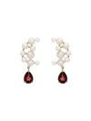 ANISSA KERMICHE 14KT GOLD BLOOD SISTERS PEARL GARNET EARRINGS