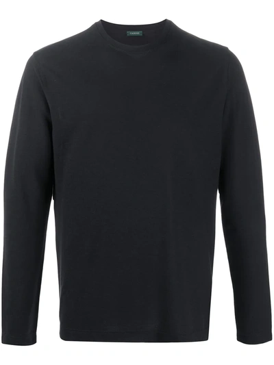 Zanone Long-sleeved Black Cotton T-shirt
