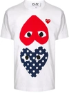 Comme Des Garçons Play Polka-dot And Red Heart-to-heart Graphic Tee In White