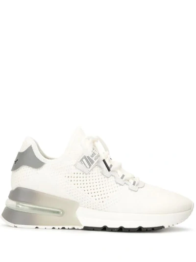 Ash Open Knit Platform Sole Trainers In White Silver