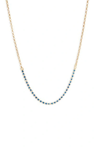 Argento Vivo Caged Crystal Frontal Necklace In Gold/ Blue