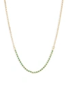 Argento Vivo Caged Crystal Frontal Necklace In Gold/ Emerald Green