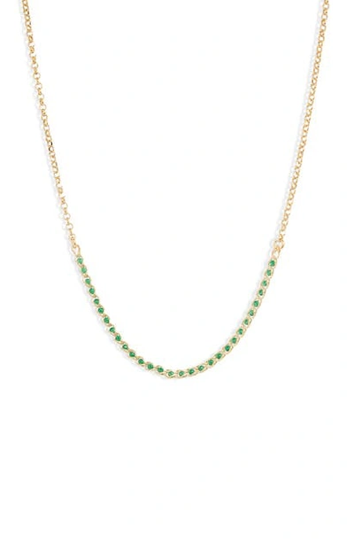 Argento Vivo Caged Crystal Frontal Necklace In Gold/ Emerald Green