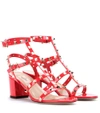 Valentino Garavani Rockstud Patent Leather Sandals In Red