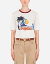 DOLCE & GABBANA JERSEY T-SHIRT WITH TROPICAL PRINT