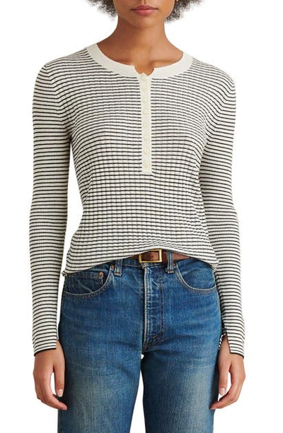 Alex Mill Wool Blend Henley Sweater In Ivory/ Black