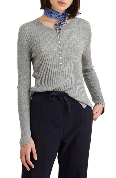 Alex Mill Wool Blend Henley Sweater In Heather Gray