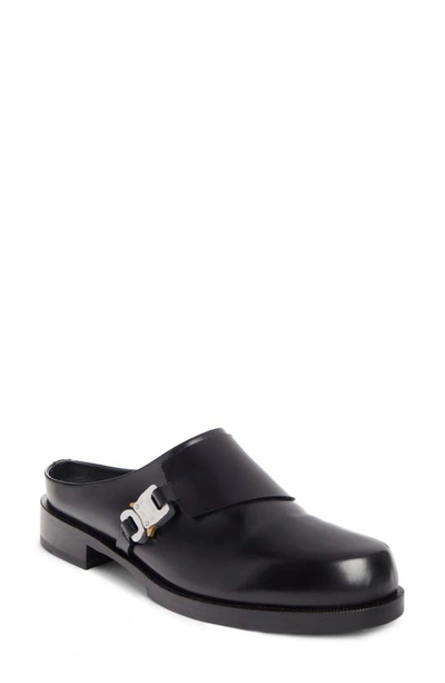 Alyx Buckle-embellished Leather Slippers In Black