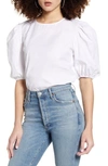 English Factory Ruffled Puff Sleeve Eyelet Top In White