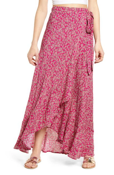 Band Of Gypsies Sardinia Maxi Wrap Skirt In Mahogany Cream