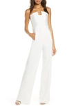Black Halo Lena Strapless Tuxedo Jumpsuit In Cristal-porcelain