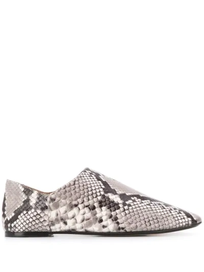 Joseph Snakeskin-effect Collapsable-heel Loafers In Grey