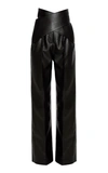 ALEKSANDRE AKHALKATSISHVILI FAUX-LEATHER STRAIGHT-LEG WRAP PANTS,791657