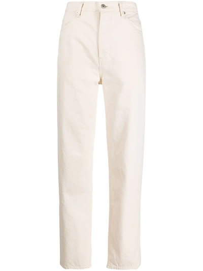 Jil Sander Wide-leg Cotton Gabardine Pants In Beige