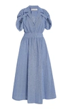 BY ANY OTHER NAME SHIRRED COTTON-BLEND GAUZE MIDI DRESS,771880