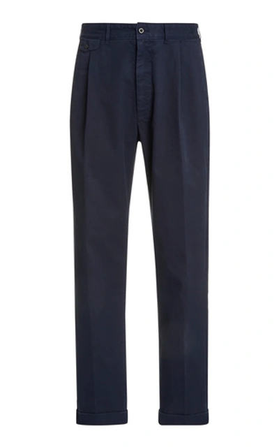 Alex Mill Pleated Cotton Chino Trousers In Navy