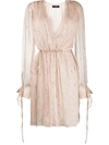 Amiri Gathered Floral-print Silk-crepon Mini Dress In Neutrals