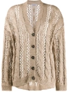 Brunello Cucinelli Slouchy Open Knit Cardigan In Brown