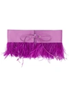 Attico Feather-trimmed Leather Belt In Purple