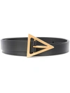 Bottega Veneta Triangular Buckle Belt In Black
