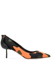 Le Silla Pin Heel 40mm Petalo Pumps In Orange