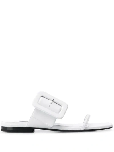 Attico Buckled Flat Sandals In White