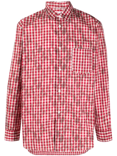Comme Des Garçons Shirt Printed Gingham Cotton Shirt In Red