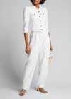 Retroféte Ada Puff-sleeve Denim Jacket In White