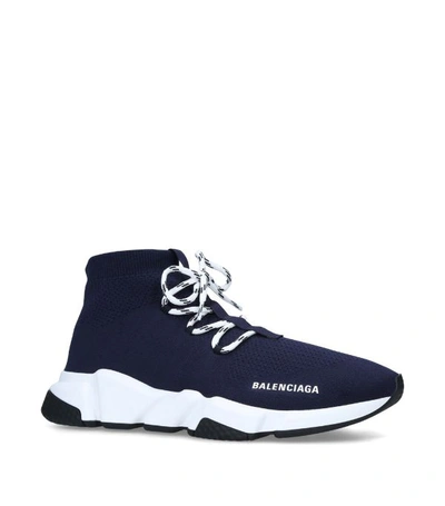 Balenciaga Speed Knitted High-top Trainers In Mid Blue