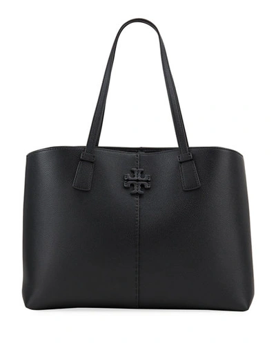 Tory Burch Mcgraw Large Leather Tote In Black