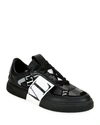 Valentino Leather Low-top Sneakers In Black/white