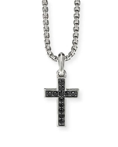 David Yurman Men's Streamline Cross Pendant With Diamonds In Silver, 23mm In Black