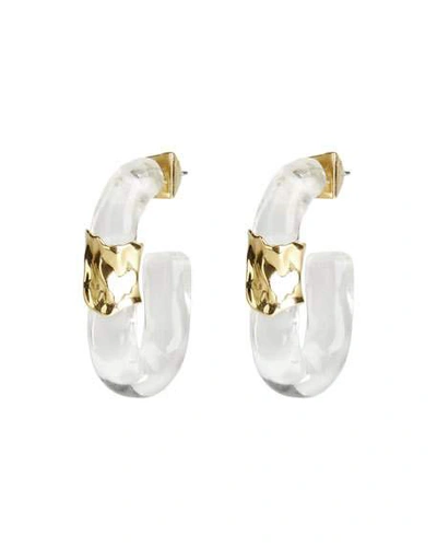 Alexis Bittar Future Antiquity Crumpled Segment U-hoop Earrings In Clear