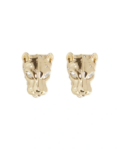 Alexis Bittar Future Antiquity Panther Head Earrings In Gold
