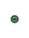 ALISON LOU 14KT GOLD EMERALD "E" ENAMEL ROUND STUD