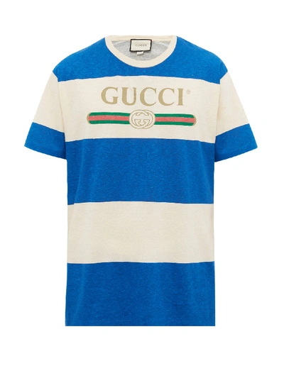 Gucci Fake Logo Stripe T-shirt In White
