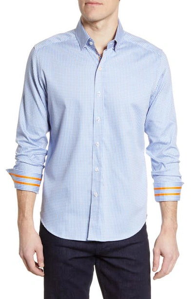 Robert Graham Charlie Tailored Fit Check Button-up Sport Shirt In Light Blue