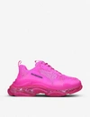 Balenciaga Triple S Clear Sole Leather And Mesh Trainers In Pink